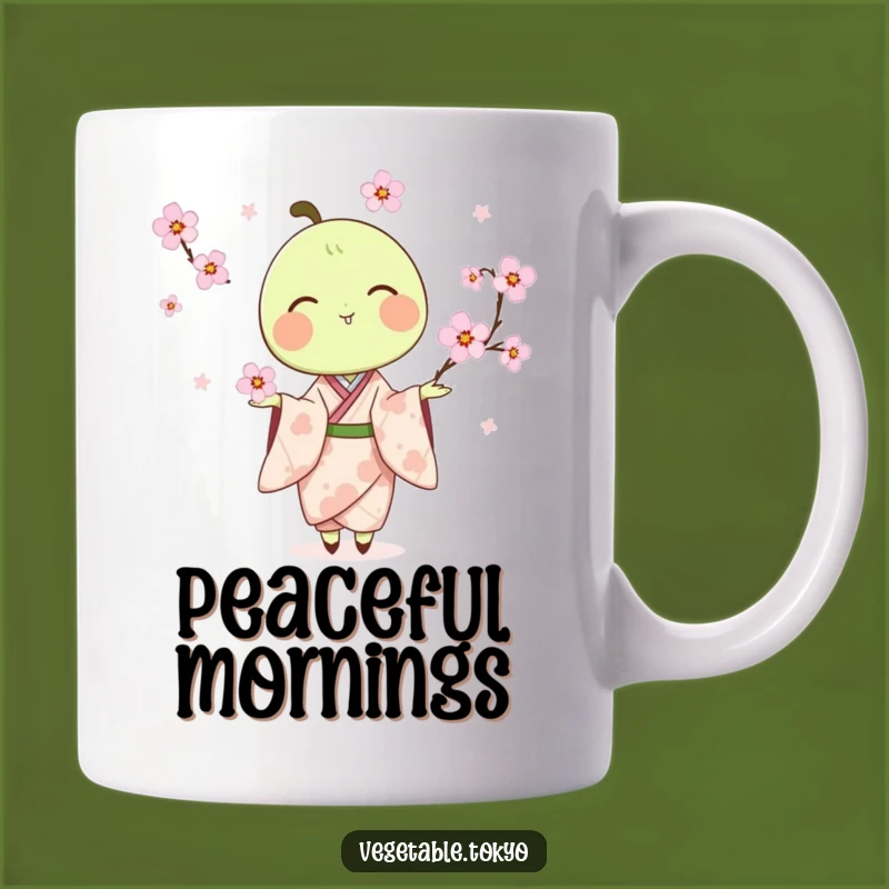 Funny Pea Pod Juggling Mug: Delicate Art and Kimono Charm Gift