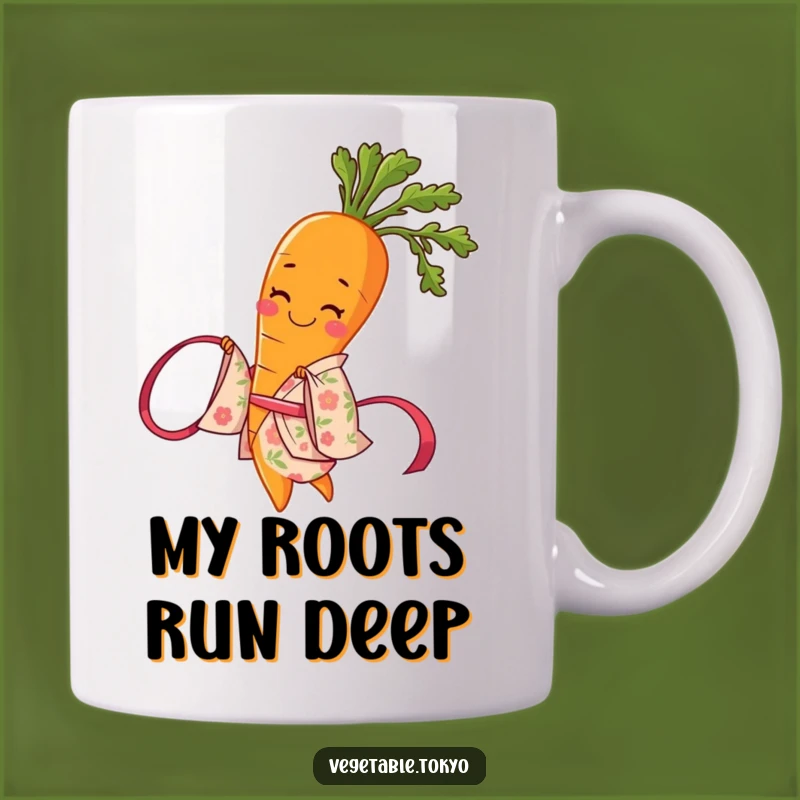 Funny Carrot Kimono Mug: A Whimsical Floral Art Gift for Veggie Lovers