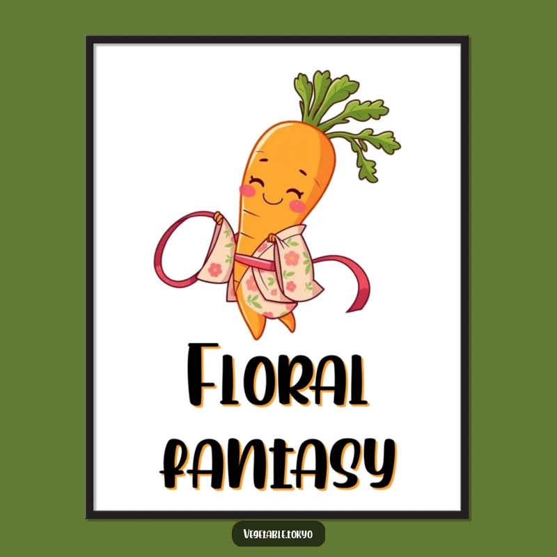 Funny Carrot Kimono Digital Art: Instant Whimsy and Floral Elegance