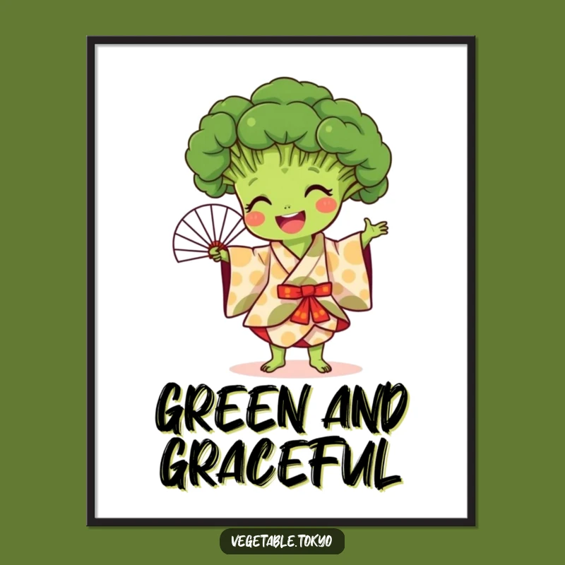 Funny Broccoli Fan Dance Digital Art: Instant Joyful Performance