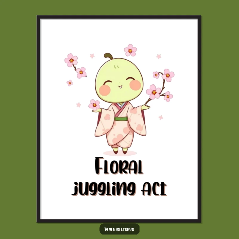 Funny Pea Pod Juggling Digital Art: Instant Whimsy and Floral Beauty