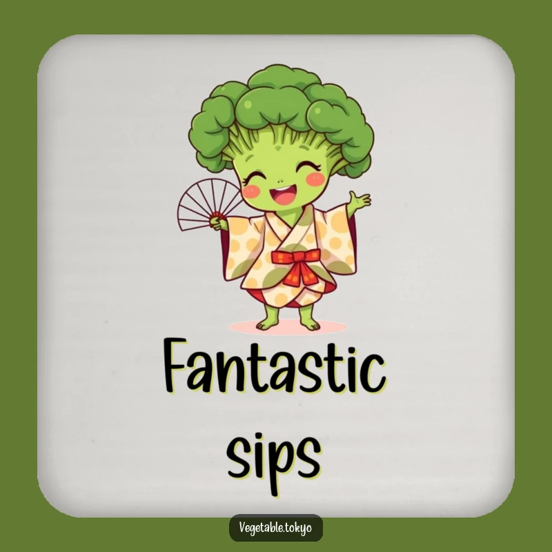 Funny Broccoli Fan Dance Coaster Set: Artful Protection for Your Table