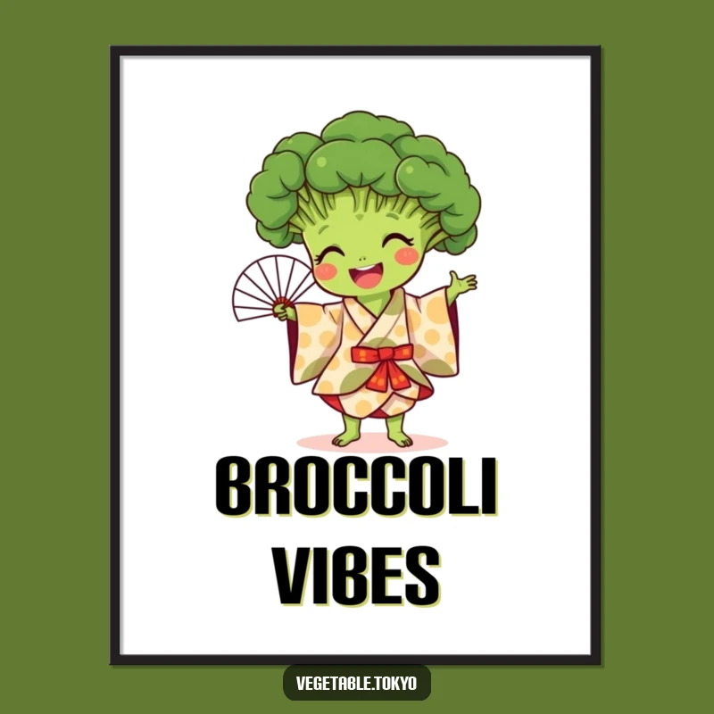 Funny Broccoli Fan Dance Poster: Vibrant Art for a Joyful Space