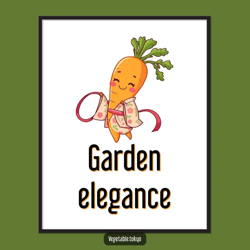 Funny Carrot Kimono Poster: Vibrant Floral Art to Brighten Any Room