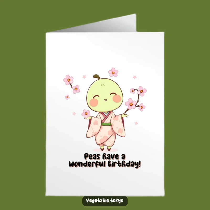 Free Printable Birthday Card: Funny Pea Pod Juggling - Downloadable Spring Gift!