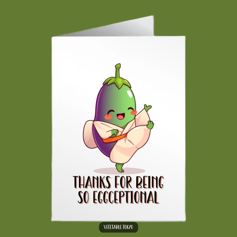 Free Printable Thank You Card: Funny Eggplant Kick - Downloadable Gratitude!